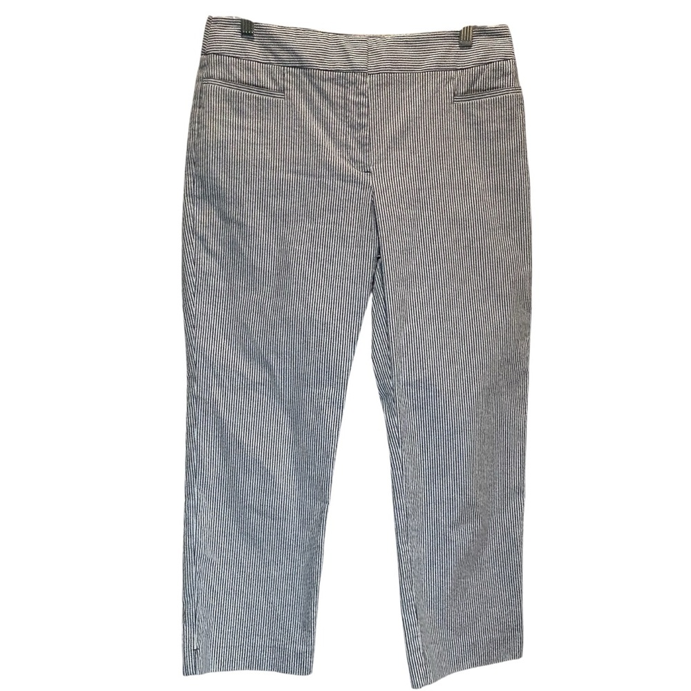 Seersucker Women’s Blue White Cropped Pants Coastal Nautical Coastal - Size 6
